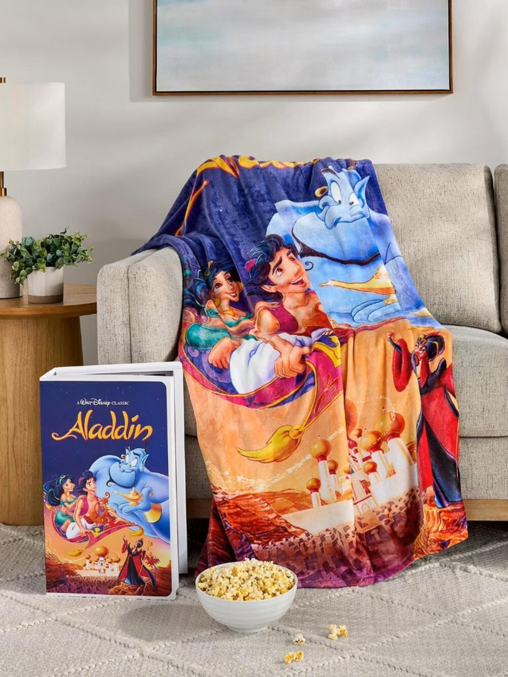 Disney's Aladdin VHS Boxed Silk Touch Throw Blanket 50" × 70"